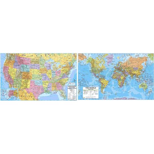 US & World Advanced Political Rolled Laminated Map Set, 2ct. By Kappa Map Group / Universal Maps | Michaels®